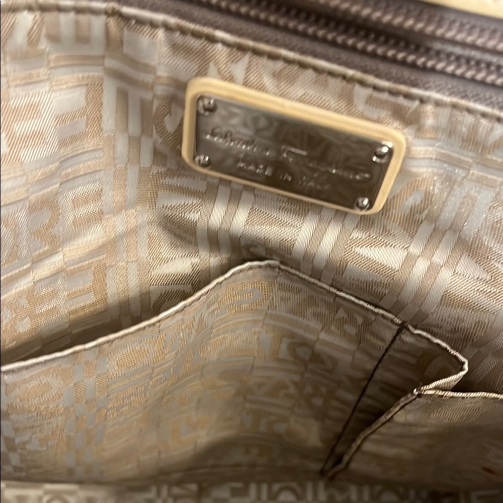Salvatore Ferragamo Python-Print Handbag with Wood Ring Handles - Picture 11 of 16